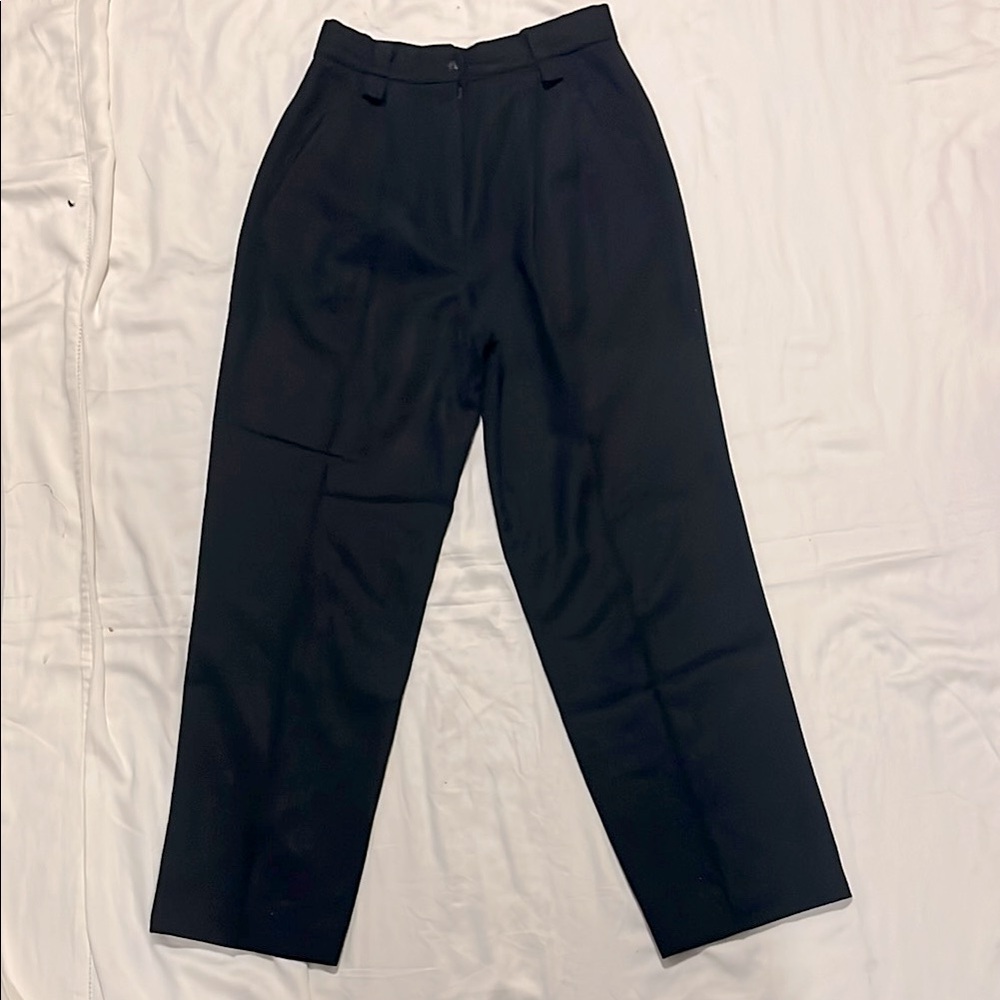 Women’s wool dress pants, black vintage slacks, wool pants, pleated, size 12